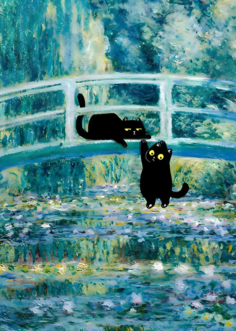 Waterlilies Cat metal poster artwork